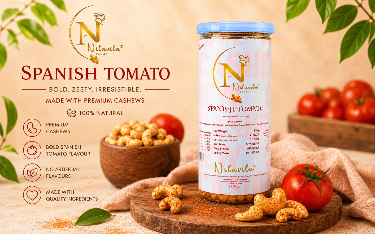 Nilavila Spanish Tomato Gourmet Cashews